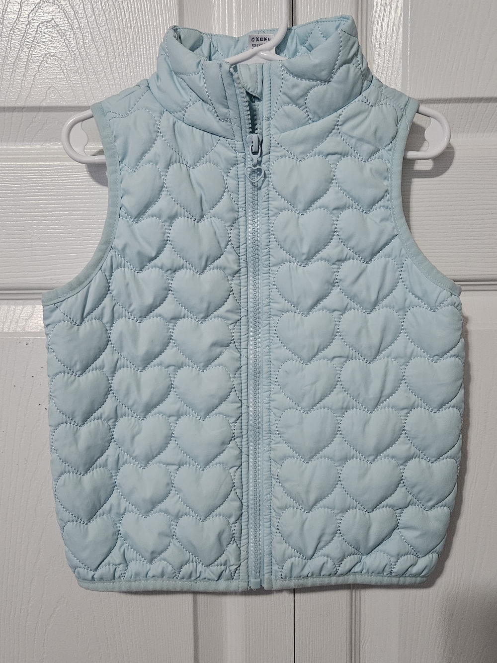 90 Degree By Reflex Light Blue Heart-Quilted Puffer Vest